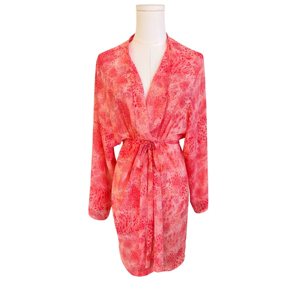 Victoria's Secret Pink Snake Print Short Robe One Size Animal Print Wrap Lounger